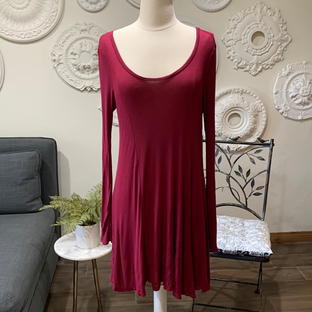 Sheer maroon dress